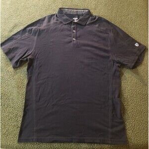 KUHL Polo Shirt Mens XL Black Wayfarer Wildfibre Organic Cotton Outdoor Travel